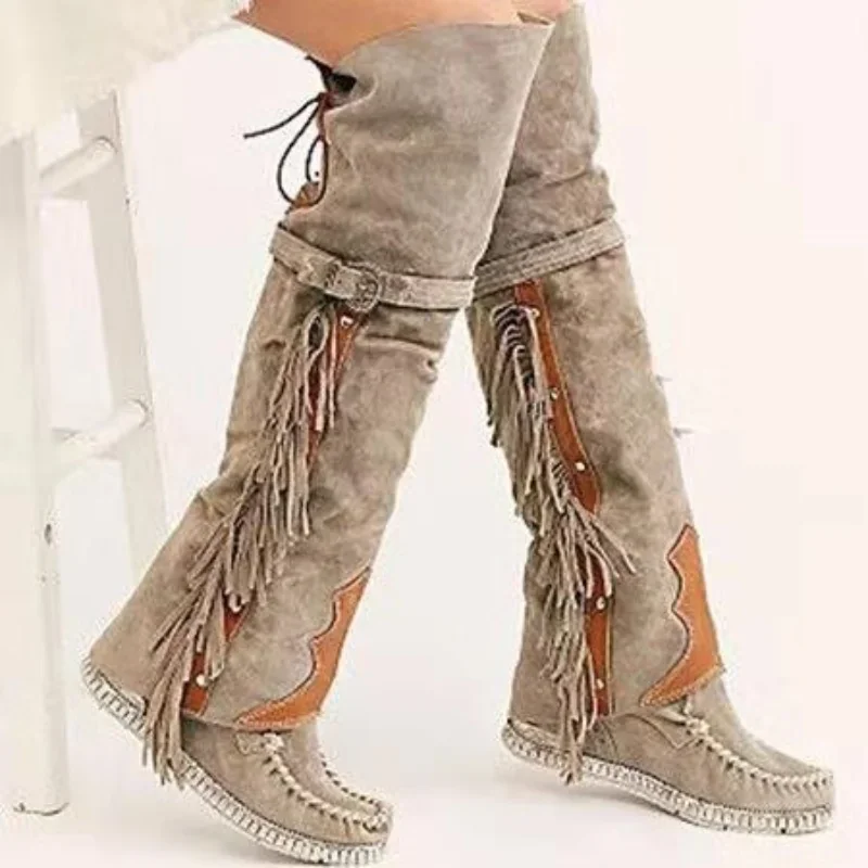 Ethnic Fashion - Модные женские сапоги до колена в
