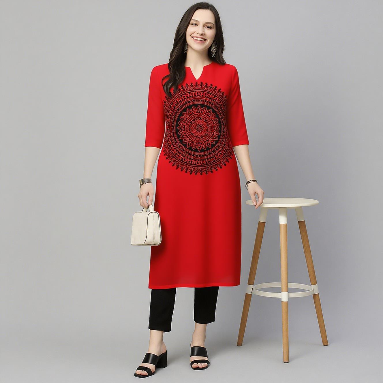 Ethnic Fashion Kurtis - Мусульманские цветы Курта, женская мода, удобное