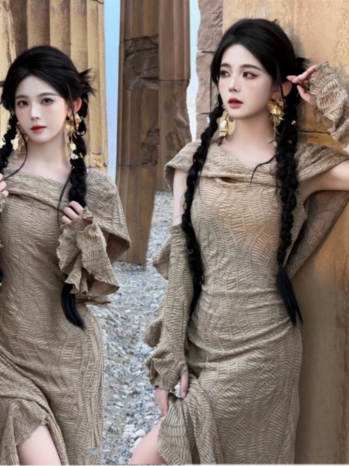Ethnic Fashion Girls - Длинное платье в пустынном стиле для