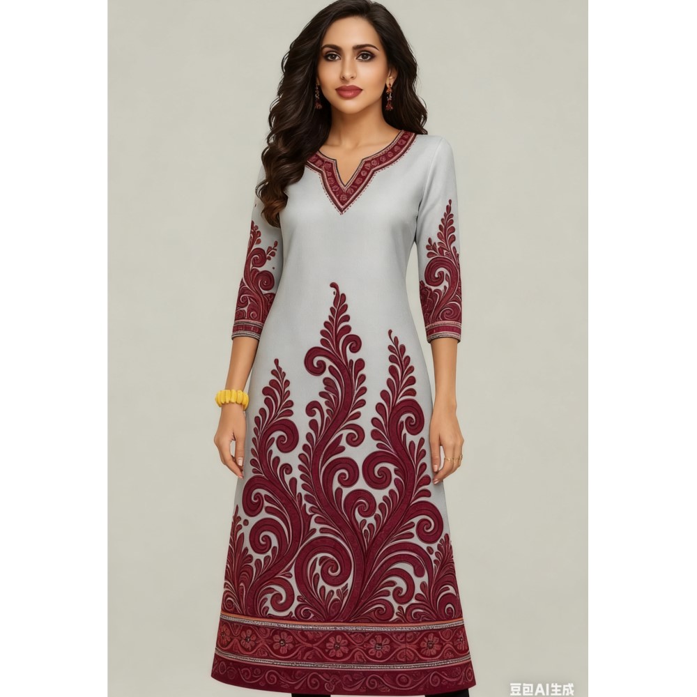 Ethnic Fashion Kurtis - Мусульманские цветы Курта, женская мода, удобное